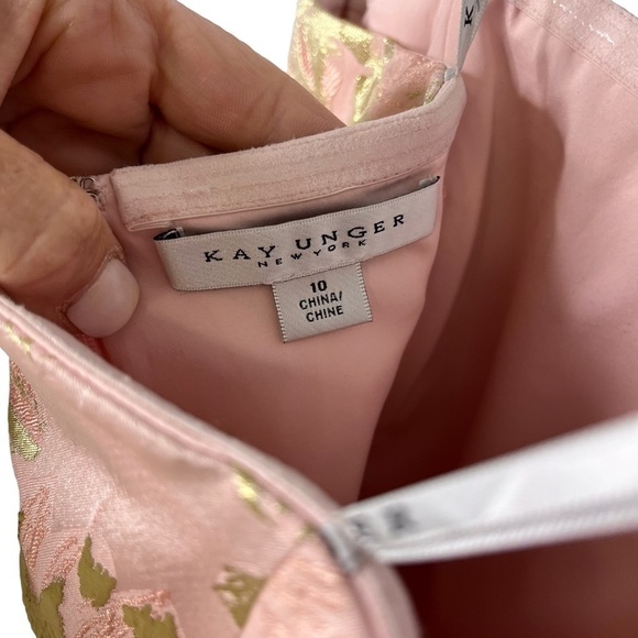 Kay Unger Bella High Low Hem Gown  Size 10 Blush Gold Strapless Belted Pockets - Picture 8 of 10